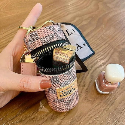 GlamKey Mini Lipstick Case: Stylish Keychain Holder