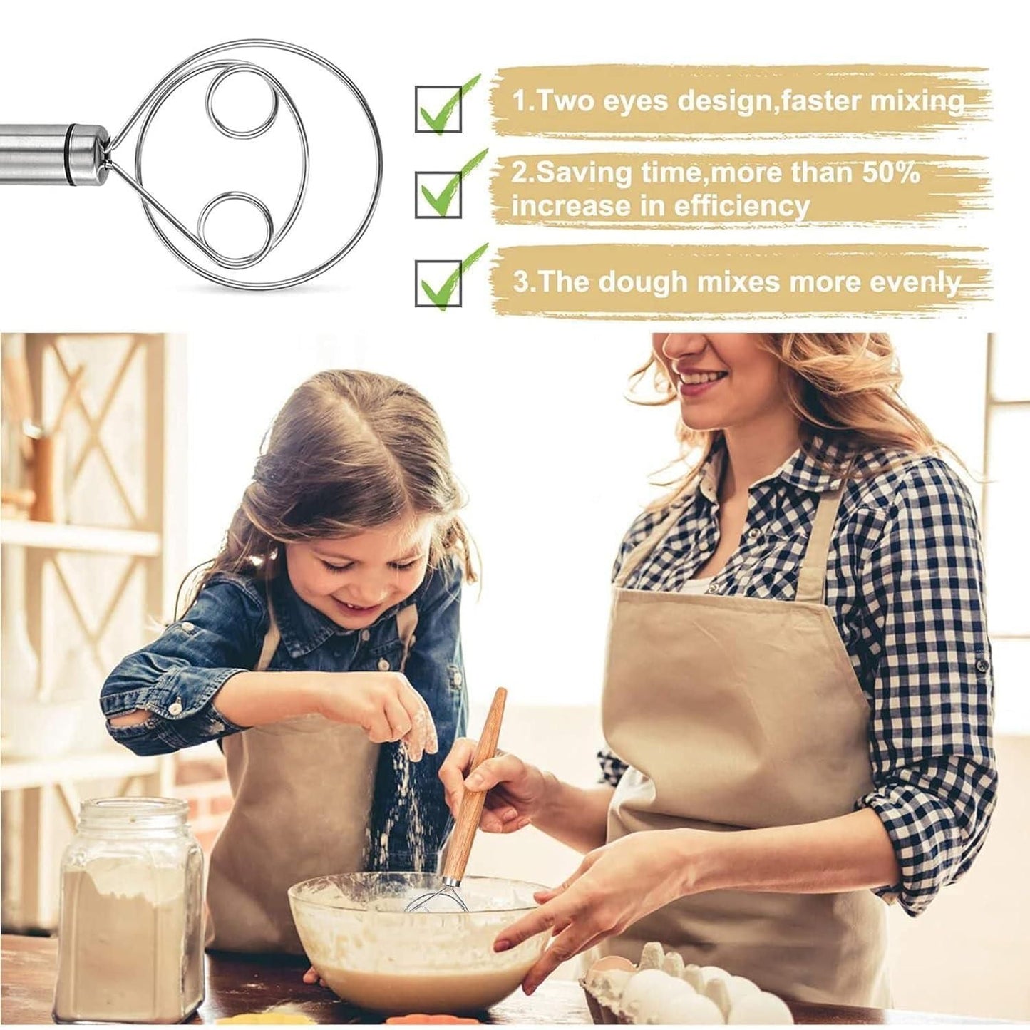 DoughMaster Danish Whisk Set: Stainless Steel Bread Mixers