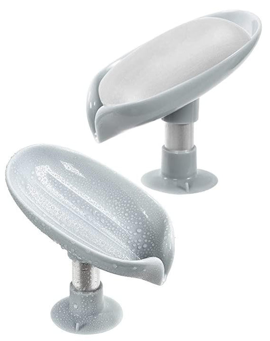 LeafLux Blue Soap Holder: Premium Self-Draining Design (Pack of 2)