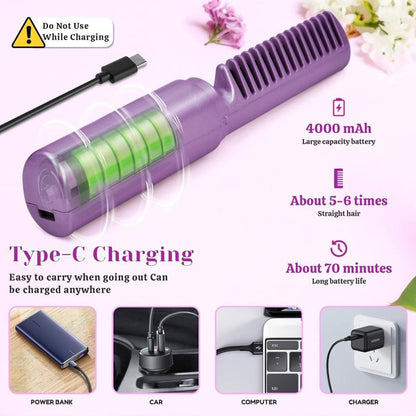 StylePro Mini Hair Straightener: Cordless & Rechargeable Hot Comb