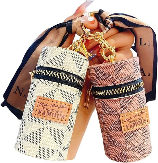 GlamKey Mini Lipstick Case: Stylish Keychain Holder