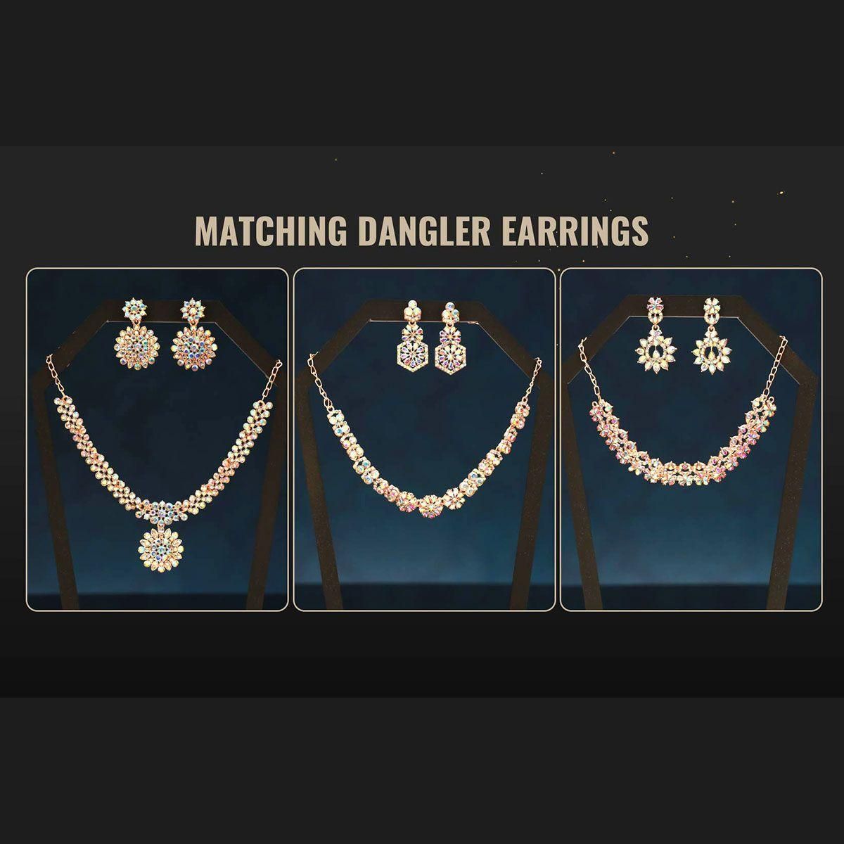 GlimmerGems Austrian Diamond Jewellry Set: Elegant Gold Trio