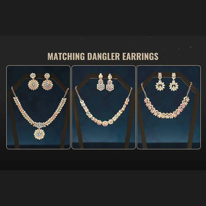 GlimmerGems Austrian Diamond Jewellry Set: Elegant Gold Trio