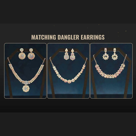 GlimmerGems Austrian Diamond Jewellry Set: Elegant Gold Trio