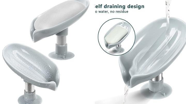 LeafLux Blue Soap Holder: Premium Self-Draining Design (Pack of 2)