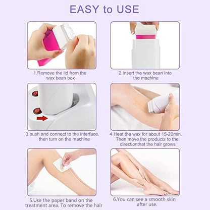 SmoothGlow Wax Warmer Combo: Roll-On Heater & Refill Set