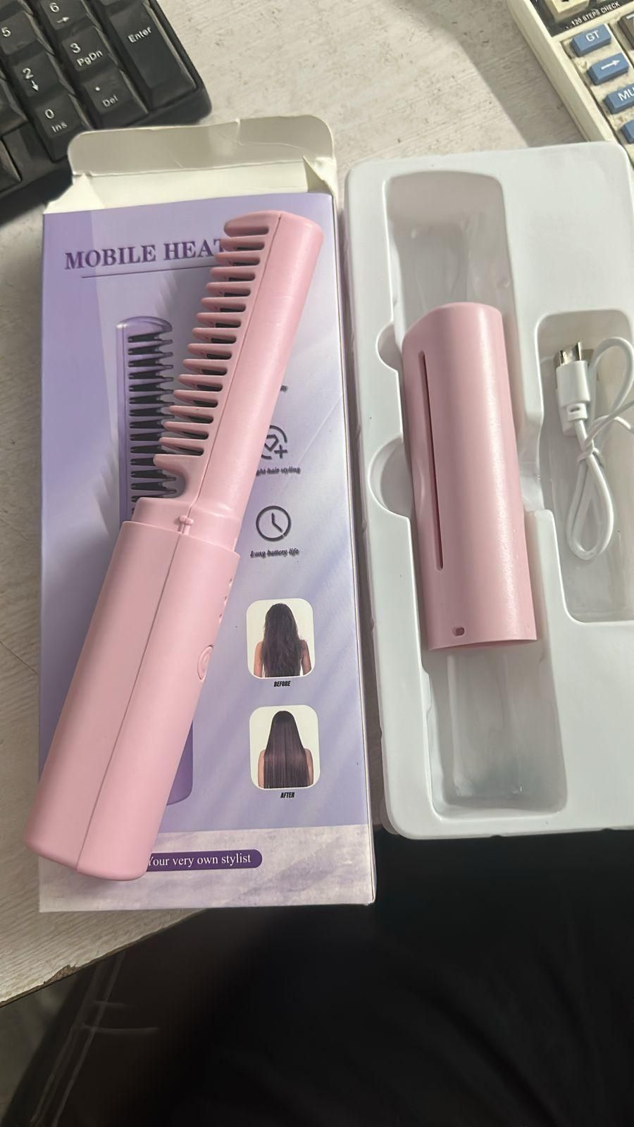 StylePro Mini Hair Straightener: Cordless & Rechargeable Hot Comb