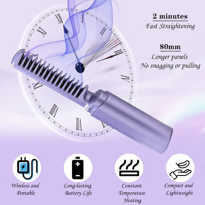 StylePro Mini Hair Straightener: Cordless & Rechargeable Hot Comb